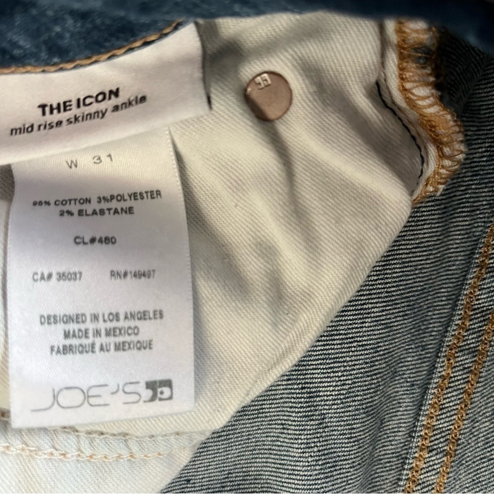 Joe’s Janeen Icon Mid Rise Skinny Ankle Fray Medium Blue Jeans Size 31 - Picture 12 of 12
